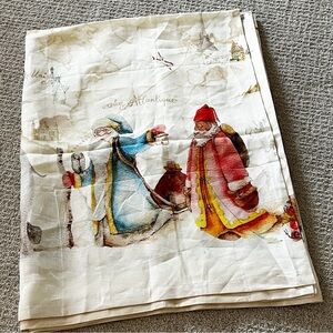 Tessitura Toscana Telerie Firenze Linen Tablecloth 106 x 67 Xmas Old World Map